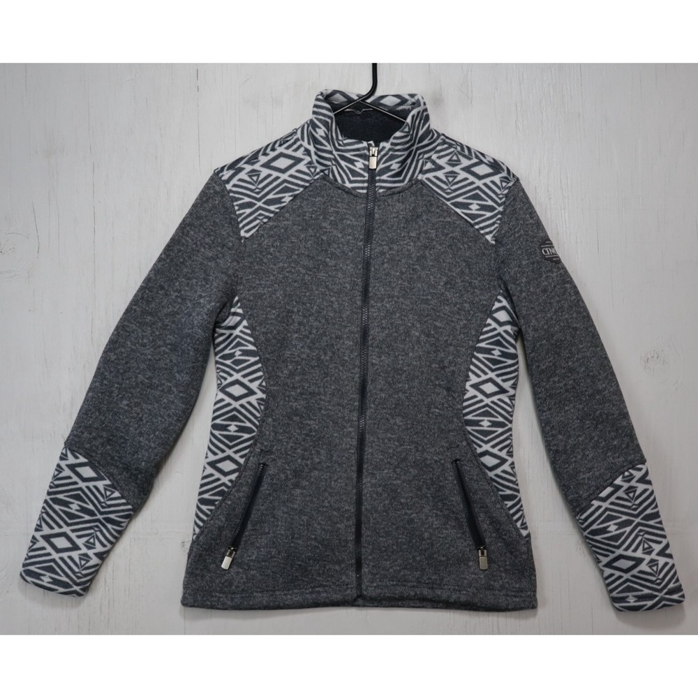 Cinch Womens Jacket Size S Full Zip Grey Geometric Native Aztec Southwest Fleece